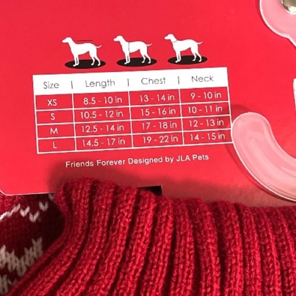 Friends Forever Snowflakes and Reindeer Pet Sweater Red White Size XSmall